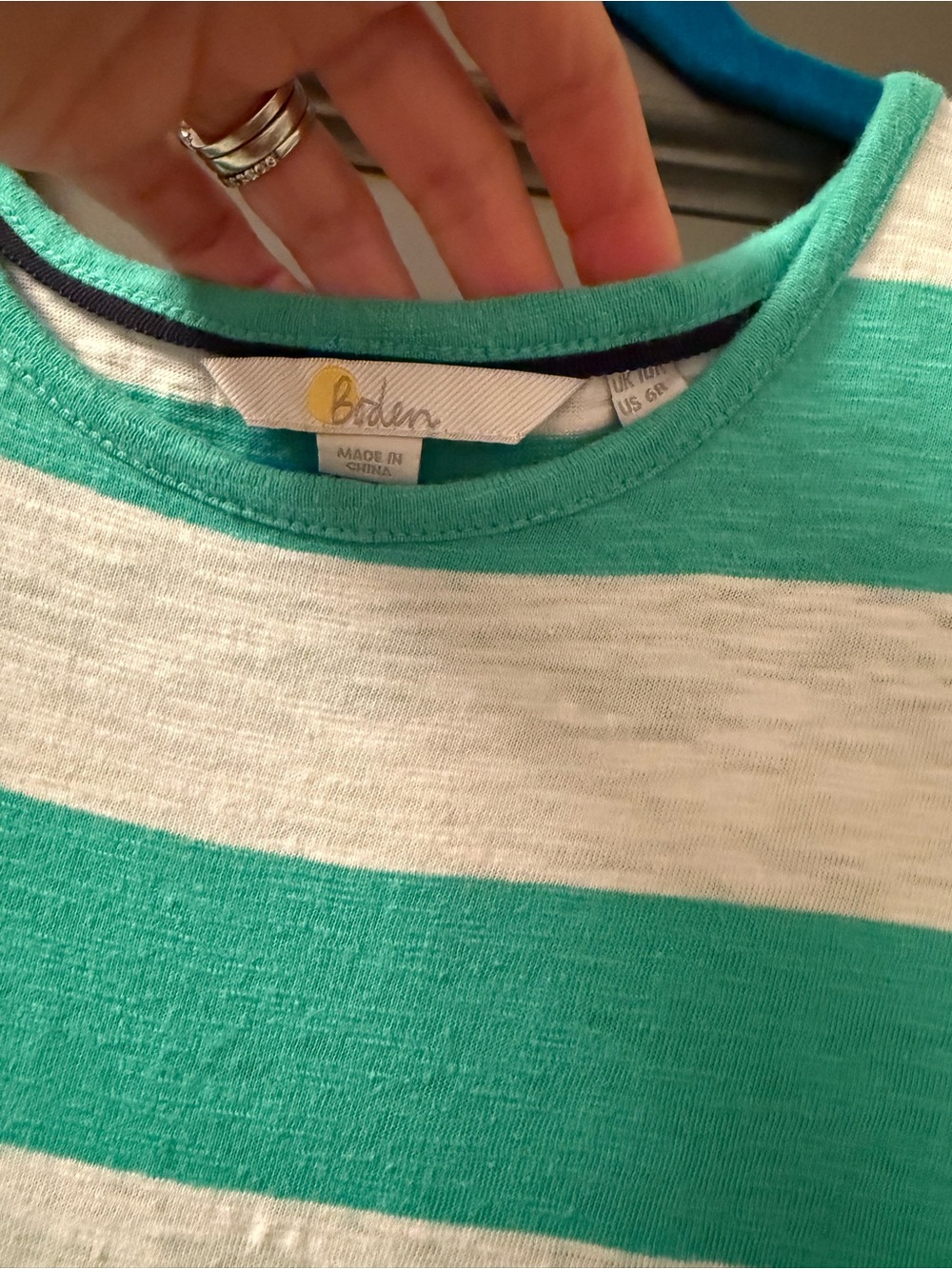 Boden Easy T-shirt midi maxi dress in gumdrop stripes. Green and white, size 6 - Picture 6 of 6